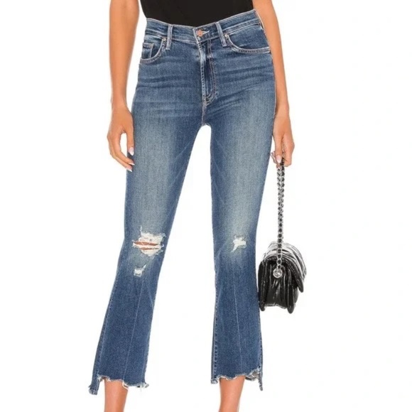 MOTHER The Insider Crop Step Chew In Dancing On Coals Jeans Size 27 - Picture 1 of 2